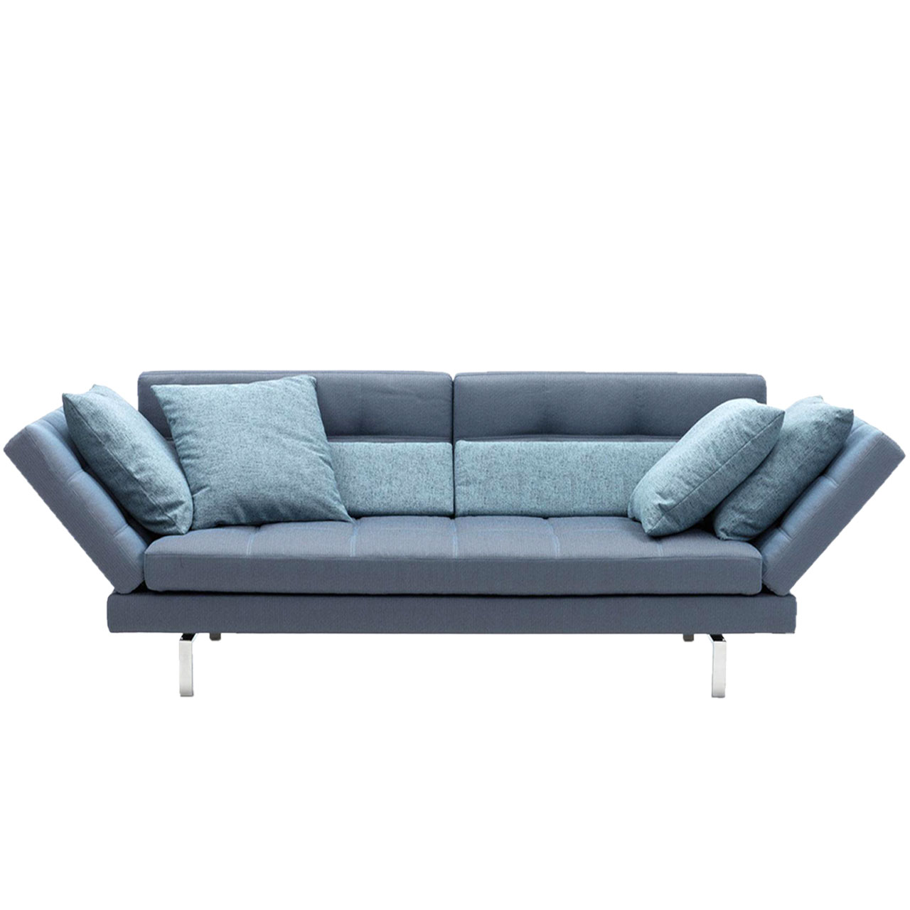 brühl amber Sofa 3-Sitzer Hellblaues Sofa mit schmalen, hohen Armlehnen.