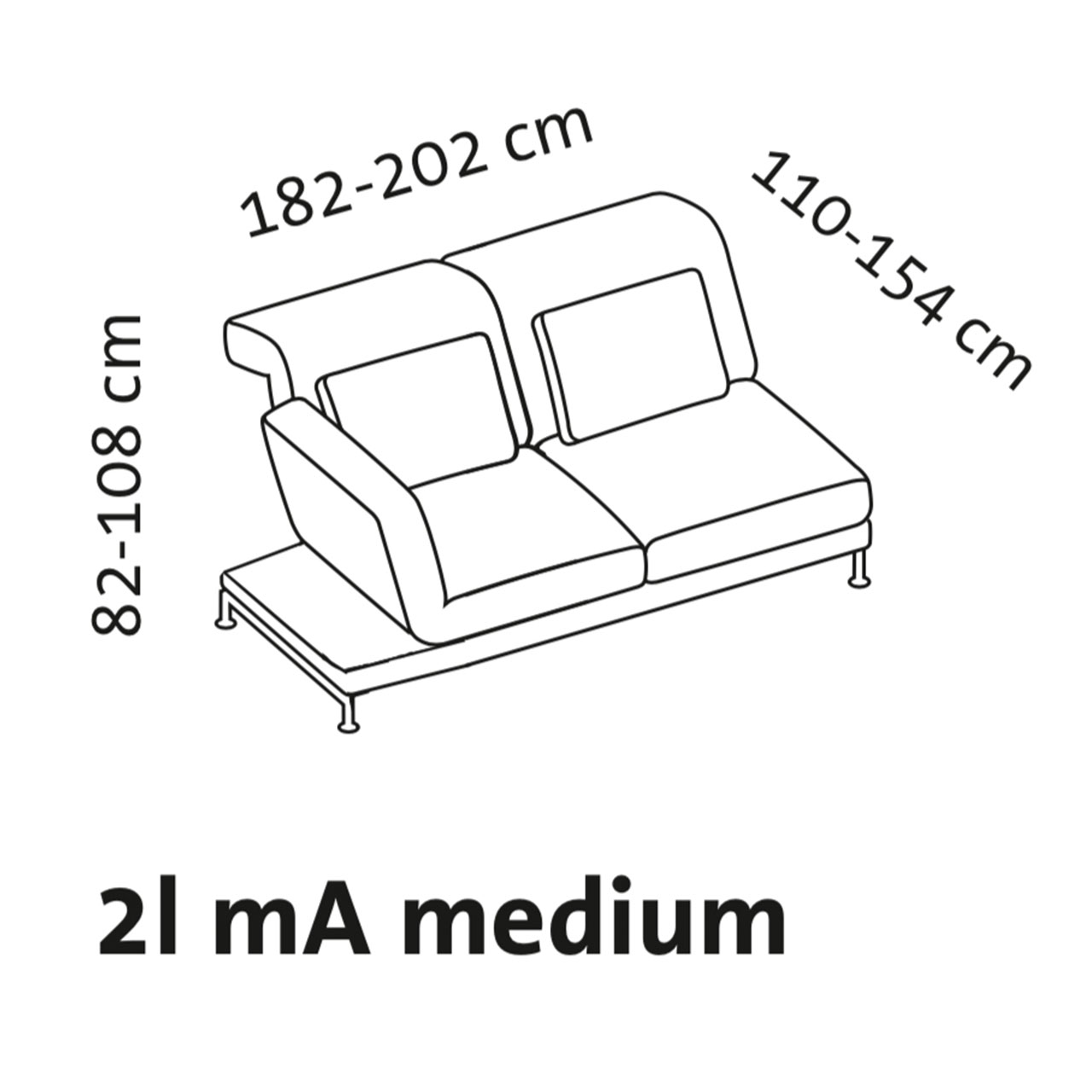 Maßzeichnung brühl moule medium 73124 Maßzeichnung brühl moule medium Anstellsofa 2-Sitzer mit Ablage