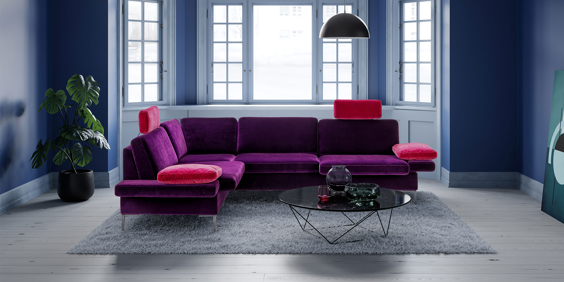 Polstermöbel von brühl alba 55/70 all in one Eckgarnitur brühl alba 55/70 - all in one. Bestehend aus Eckanbausofa und Anstellsofa mit zwei Kopfstützen.