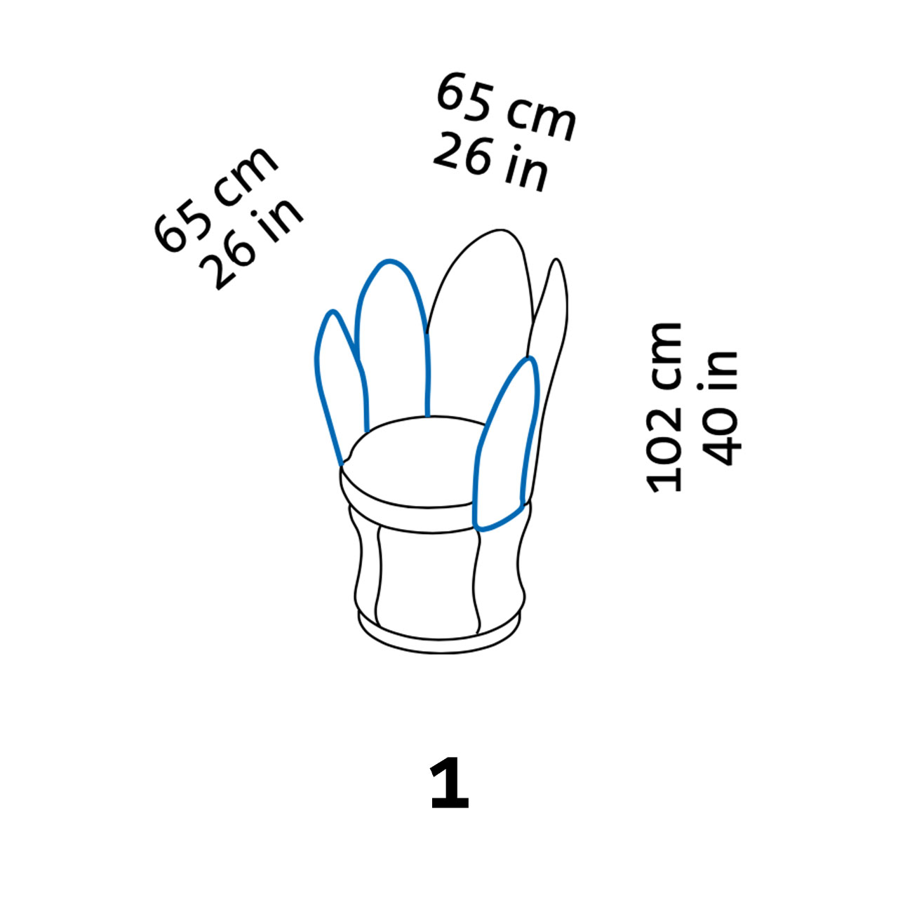 Maßzeichnung brühl lemon-blossom 63403 Maßzeichnung brühl lemon-blossom Sessel mit aufgestellten Rückenelementen
