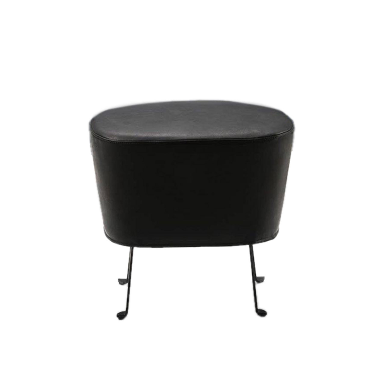 brühl floret Hocker 65815 Schwarzer Lederhocker mit Füßen aus schwarzem Flachstahl.