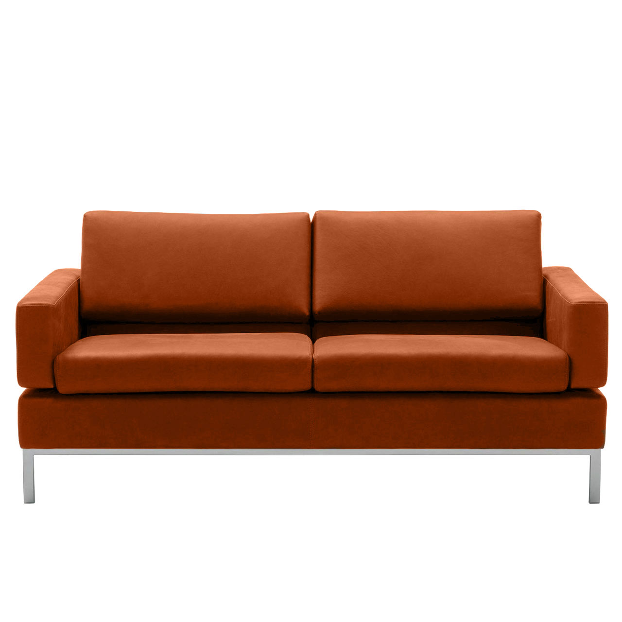 brühl tomo - Sofa Braunes Ledersofa mit Untergestell in chrom glänzend.