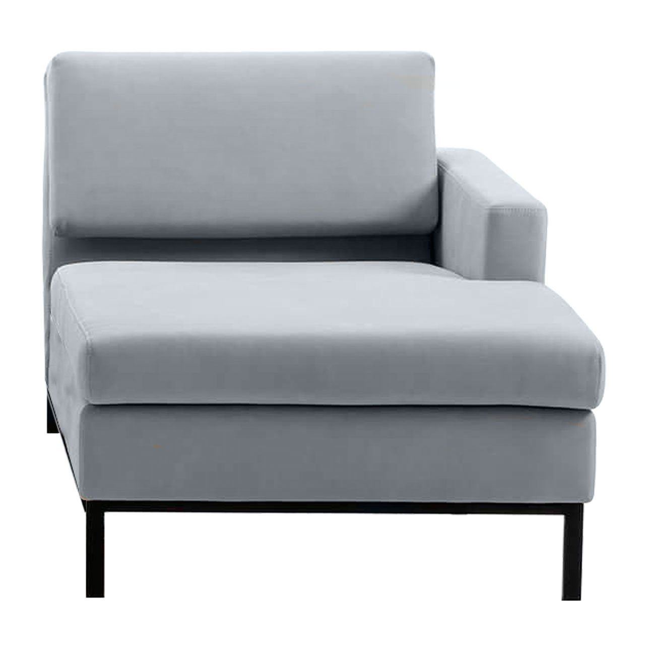 brühl tomo - Longchair Longchair in grauem Leder mit Armlehne rechts.