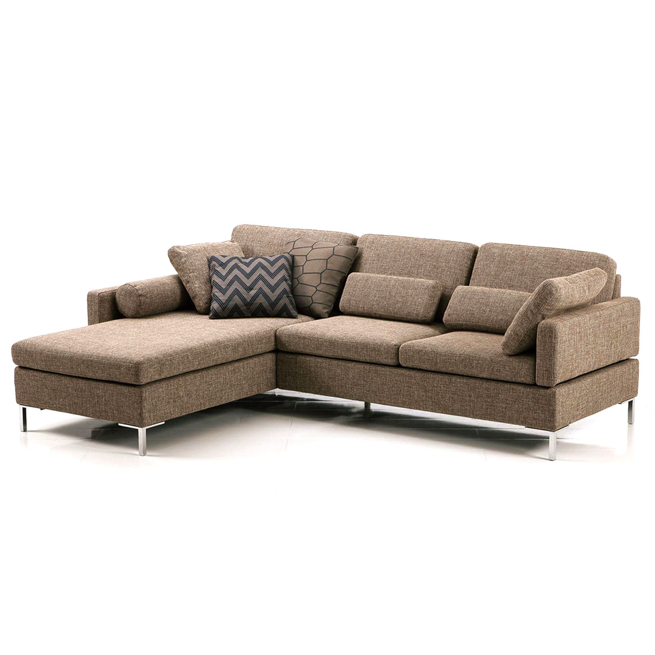 brühl alba - Garnitur A1 + W2 Braune Eckgarnitur aus Anstellsofa rechts und Longchair links in braun.