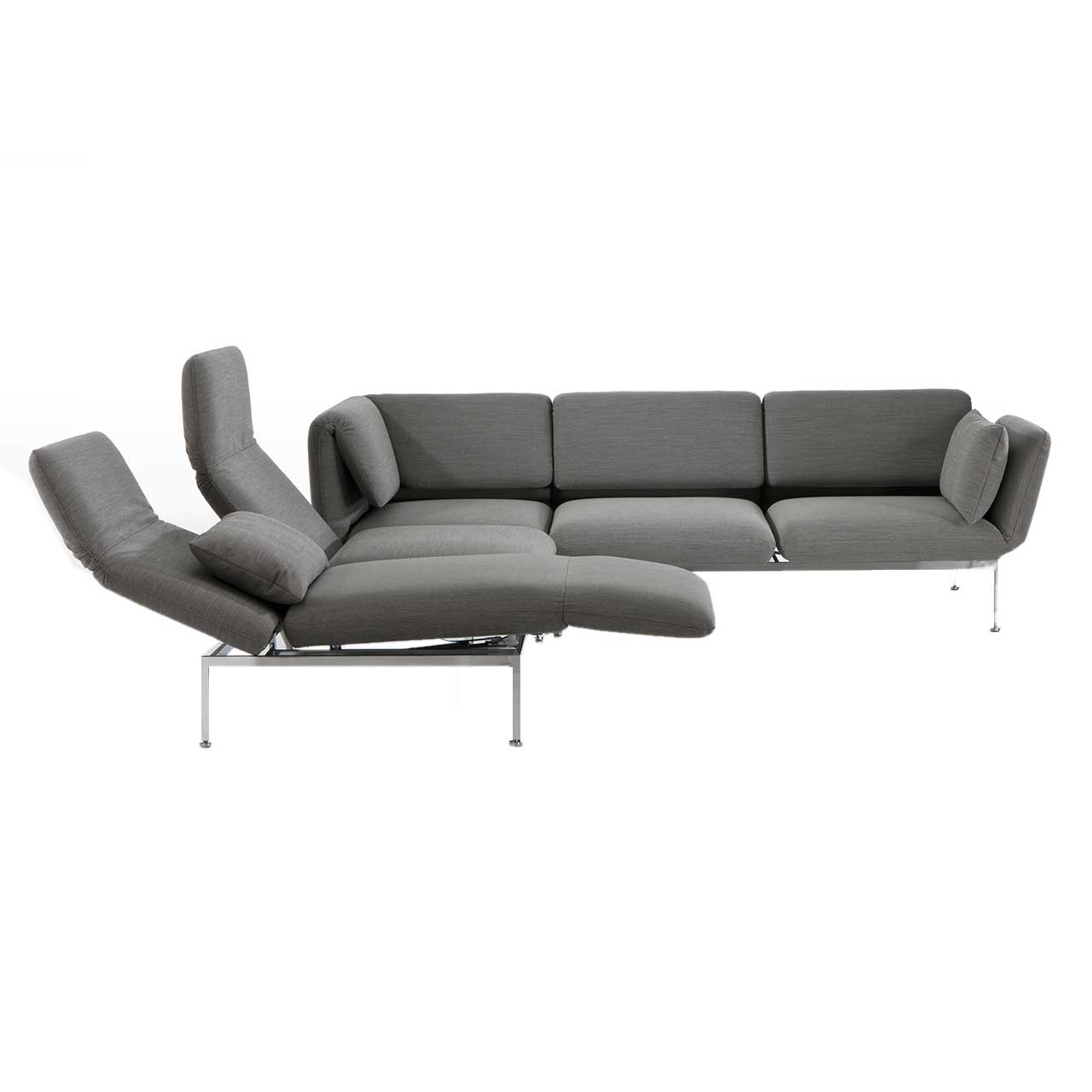 Garnitur brühl roro medium classic 74106 + 74130 + 74107 Eckgarnitur der Serie roro medium classic mit zwei Anstellsofas und einem Eckelement in grauem Stoff