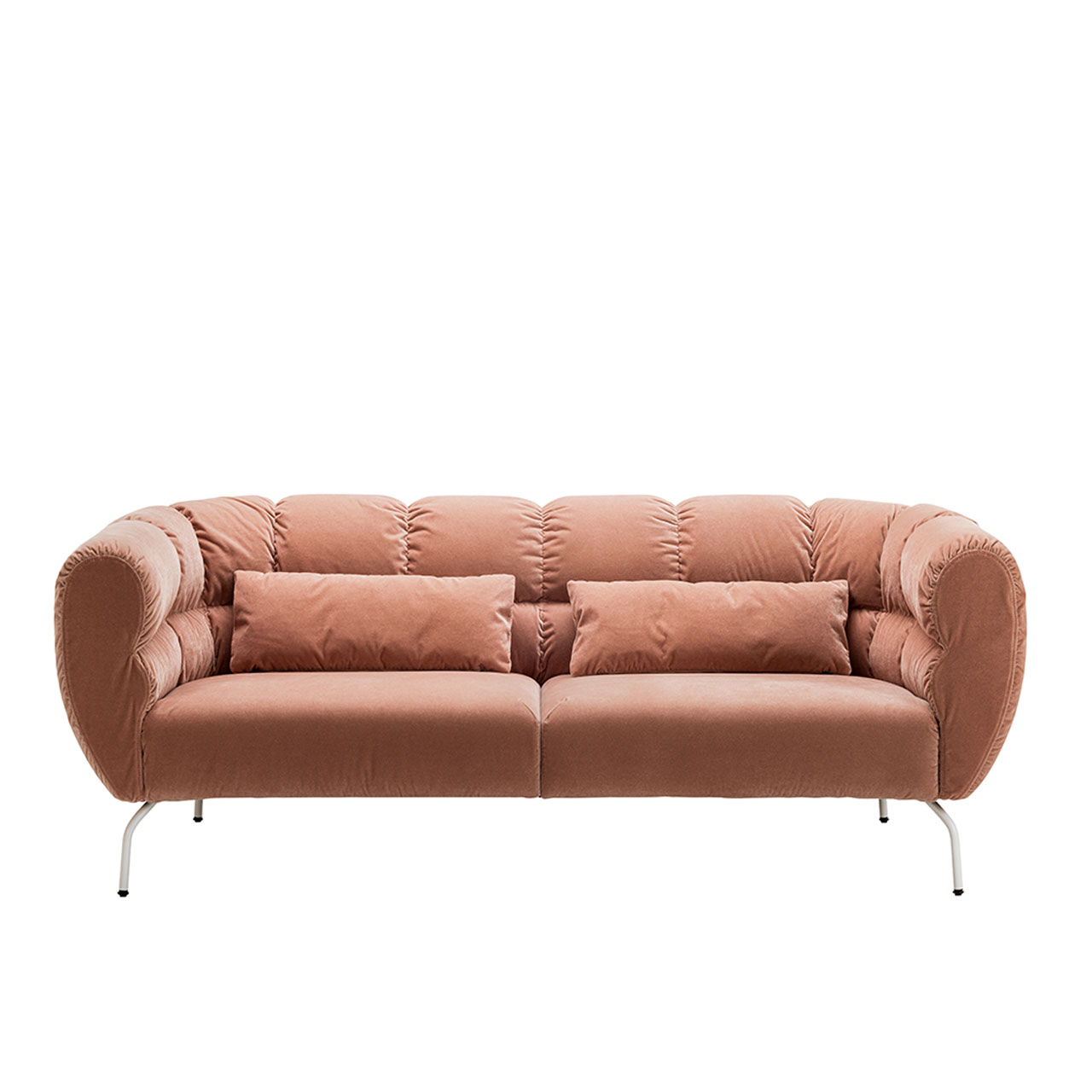 brühl magnolia - Sofa 2,5 Sitzer 73008 Sofa der Serie brühl magnolia in rotbraunem Stoff mit schwarzen Metallfüßen.
