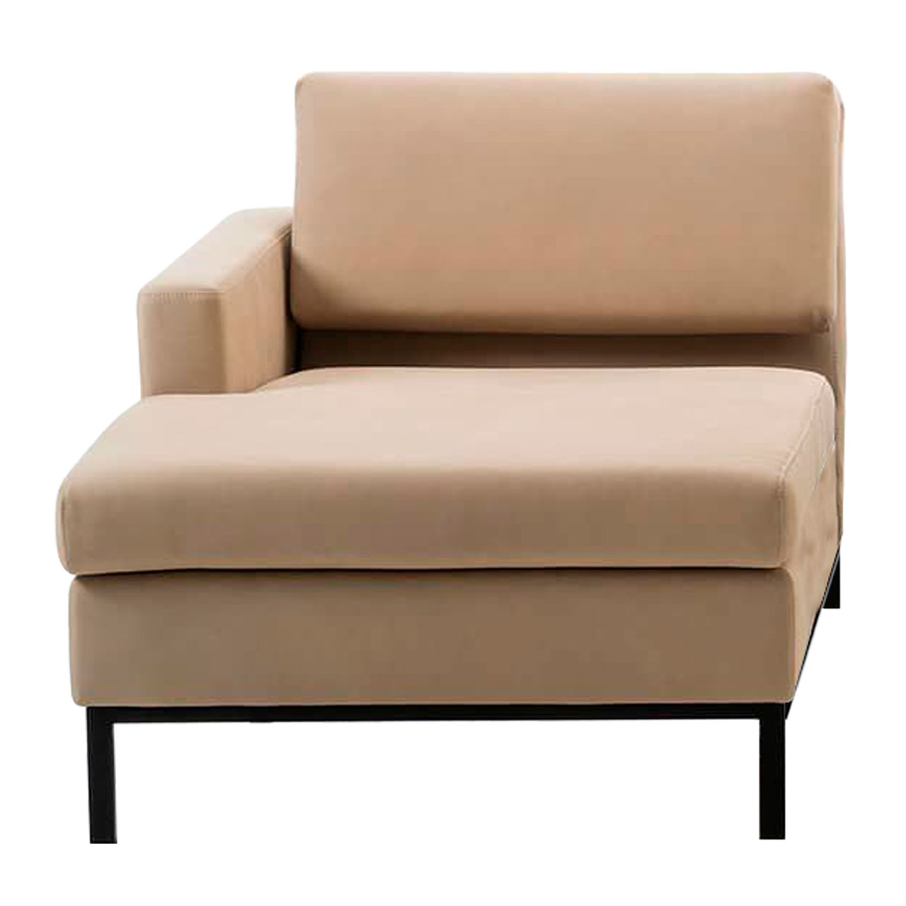 brühl tomo - Longchair small Longchair in beigem Leder mit Armlehne links.