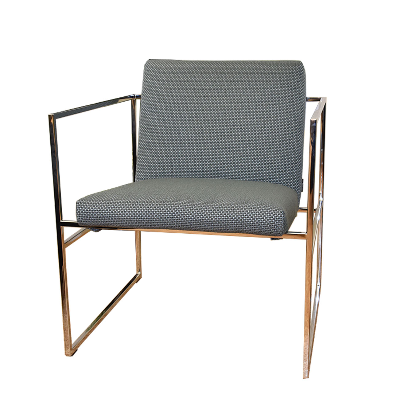 brühl grace metal smooth - Sessel 68004 Sessel mit grauem Stoffbezug und Gestell in Metall glänzend.