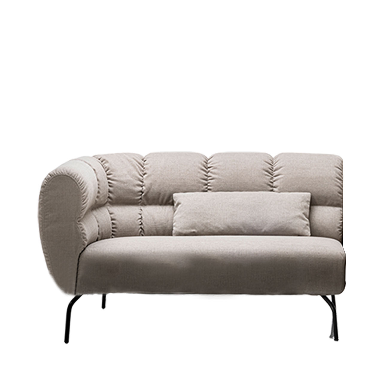 brühl magnolia - Anstellsofa 1,5-Sitzer links 73018 Anstellsofa der Serie brühl magnolia mit Armlehne links in hellgrauem Leder mit schwarzen Metallfüßen.