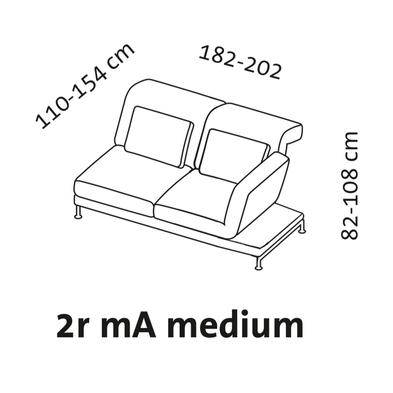 Maßzeichnung brühl moule medium 73125 Maßzeichnung brühl moule medium Anstellsofa 2-Sitzer mit Ablage