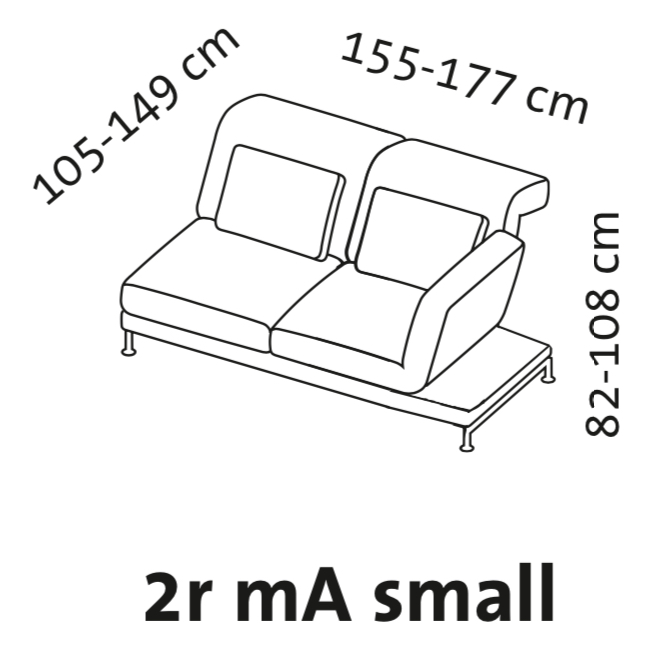 Maßzeichnung brühl moule small 73225 Maßzeichnung brühl moule small Anstellsofa 2-Sitzer Armlehne rechts mit Ablage