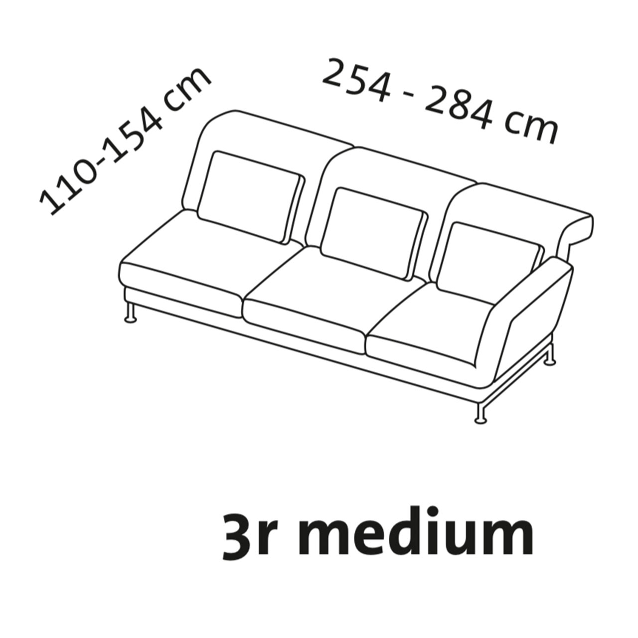 Maßzeichnung brühl moule medium 73127 Maßzeichnung brühl moule medium Anstellsofa 3-Sitzer