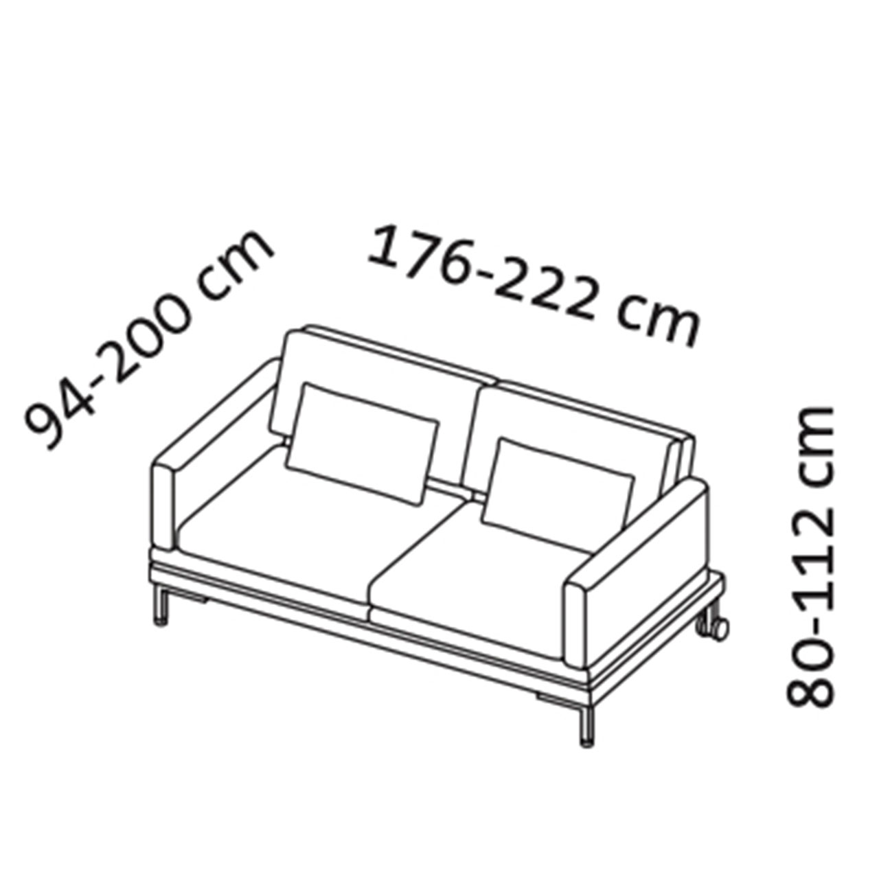 Maßzeichnung brühl fold out Schlafsofa 72214. Maßzeichnung für das Bettsofa fold out 72214.