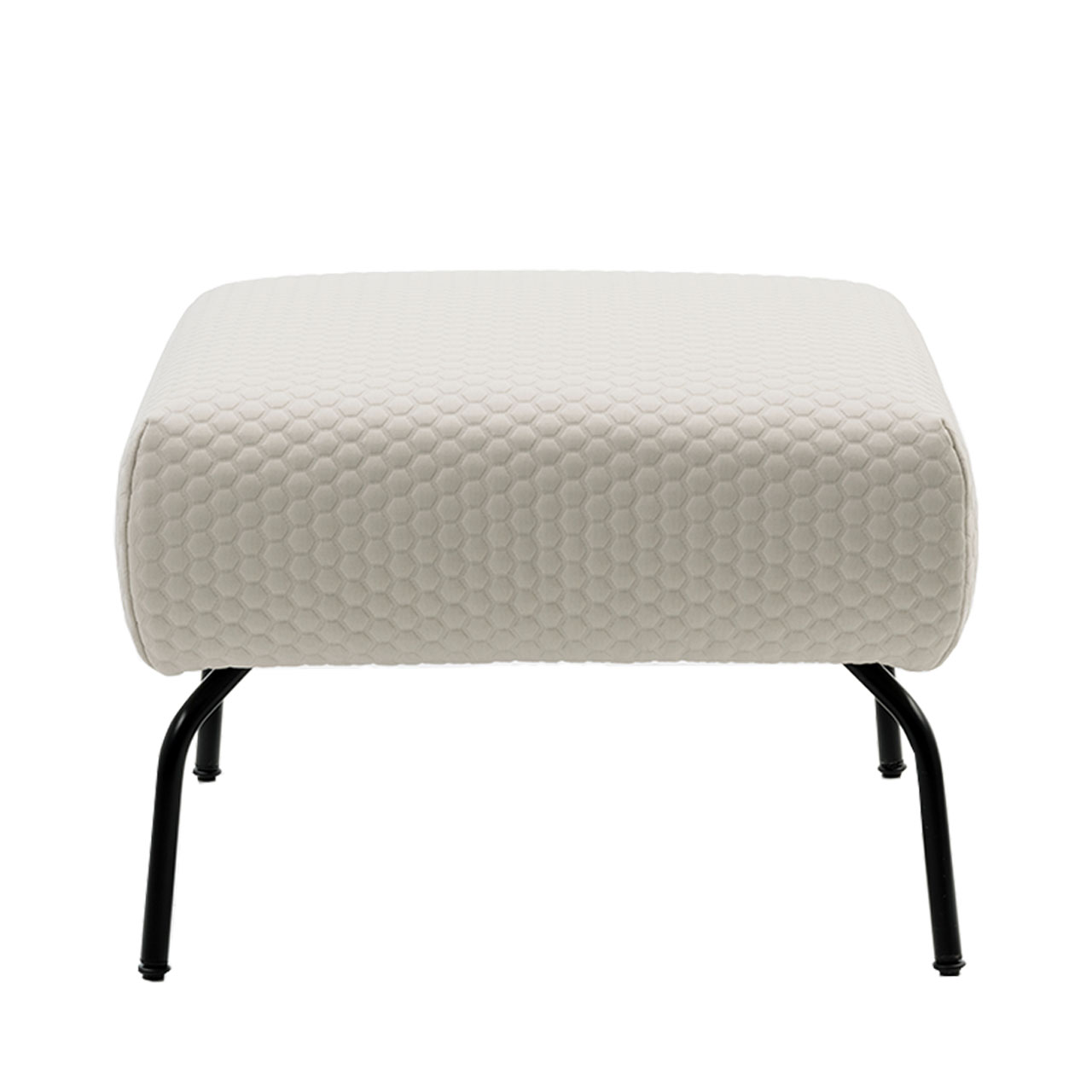 brühl magnolia - Hocker 73062 Bank der Serie brühl magnolia mit schwarzen Metallfüßen und einer quadratischen Sitzfläche mit weißem Stoff mit Wabenstruktur bezogen.