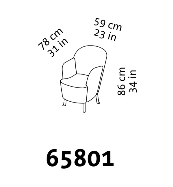 Maßzeichnung brühl floret Sessel 65801. Maßzeichnung für den Sessel floret 65801
