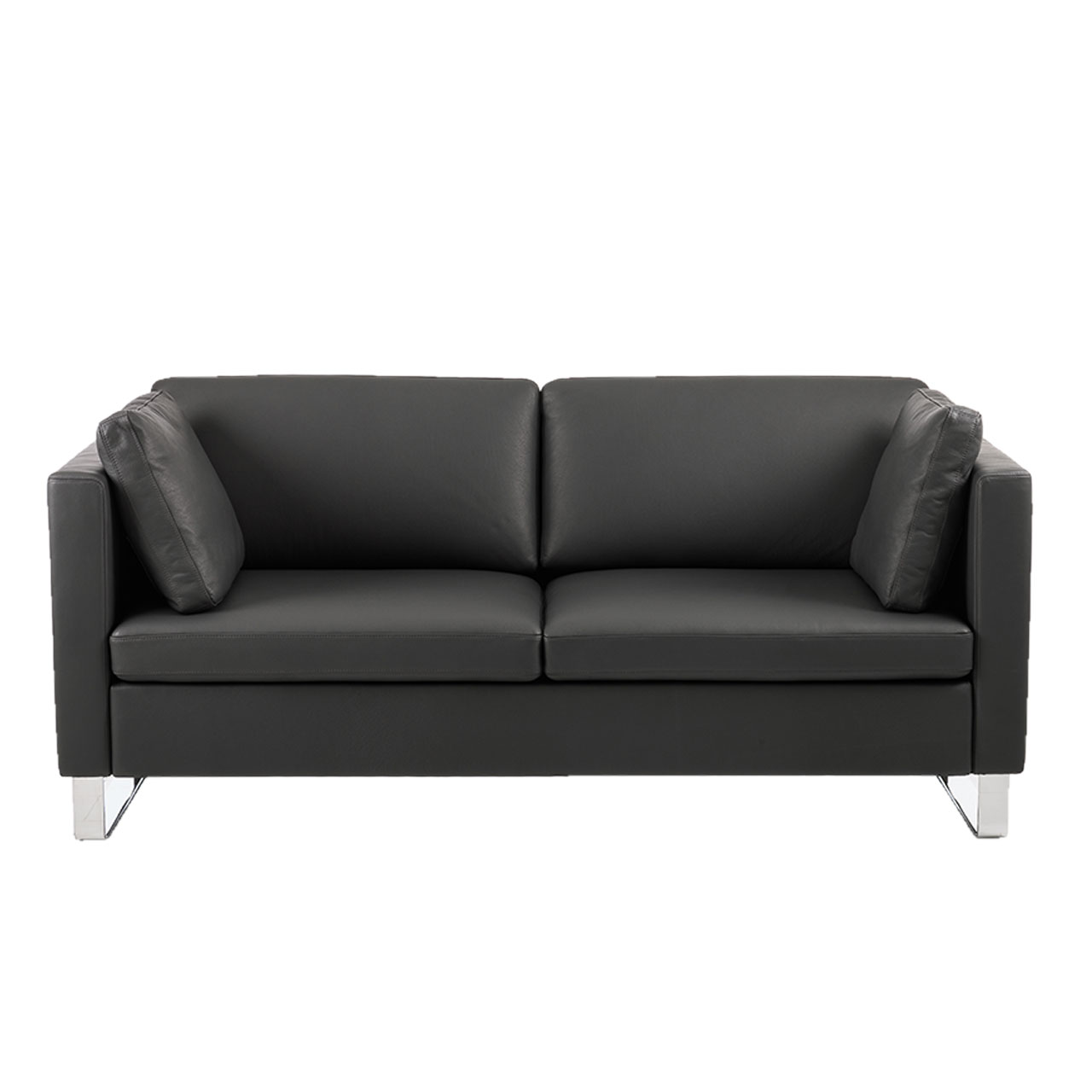 brühl alba - Sofa 2-Sitzer Schwarzes Ledersofa mit zwei Sitzplätzen.
