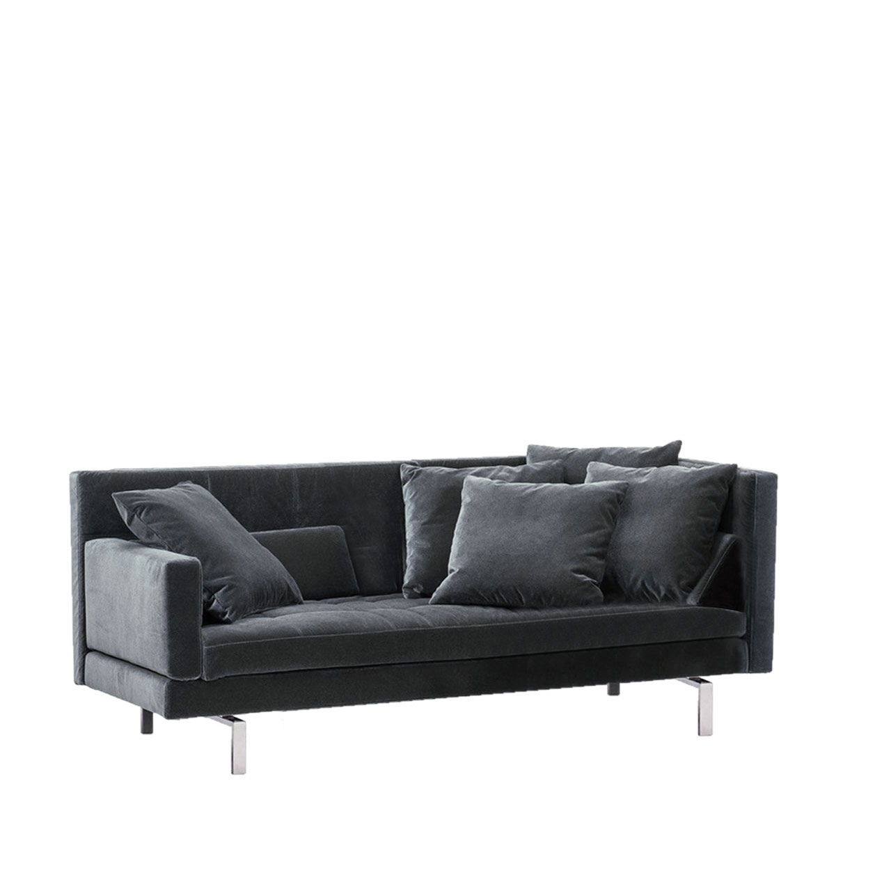 brühl amber Eckanbausofa links Dunkelgraues Anstellsofa mit schmaler Armlehne auf der linken Seite.