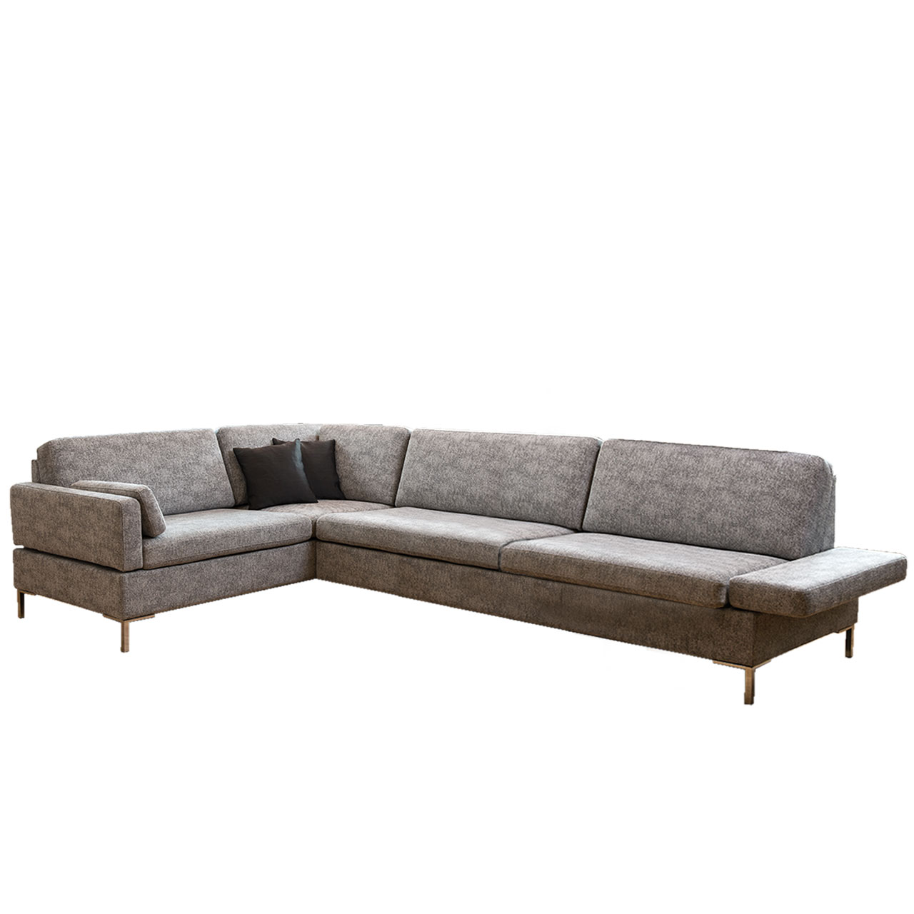 Bruehl_alba_system_garnitur_d1_gross1_rechts Braune Eckgarnitur mit Anstellsofa rechts und Eckanbausofa links.