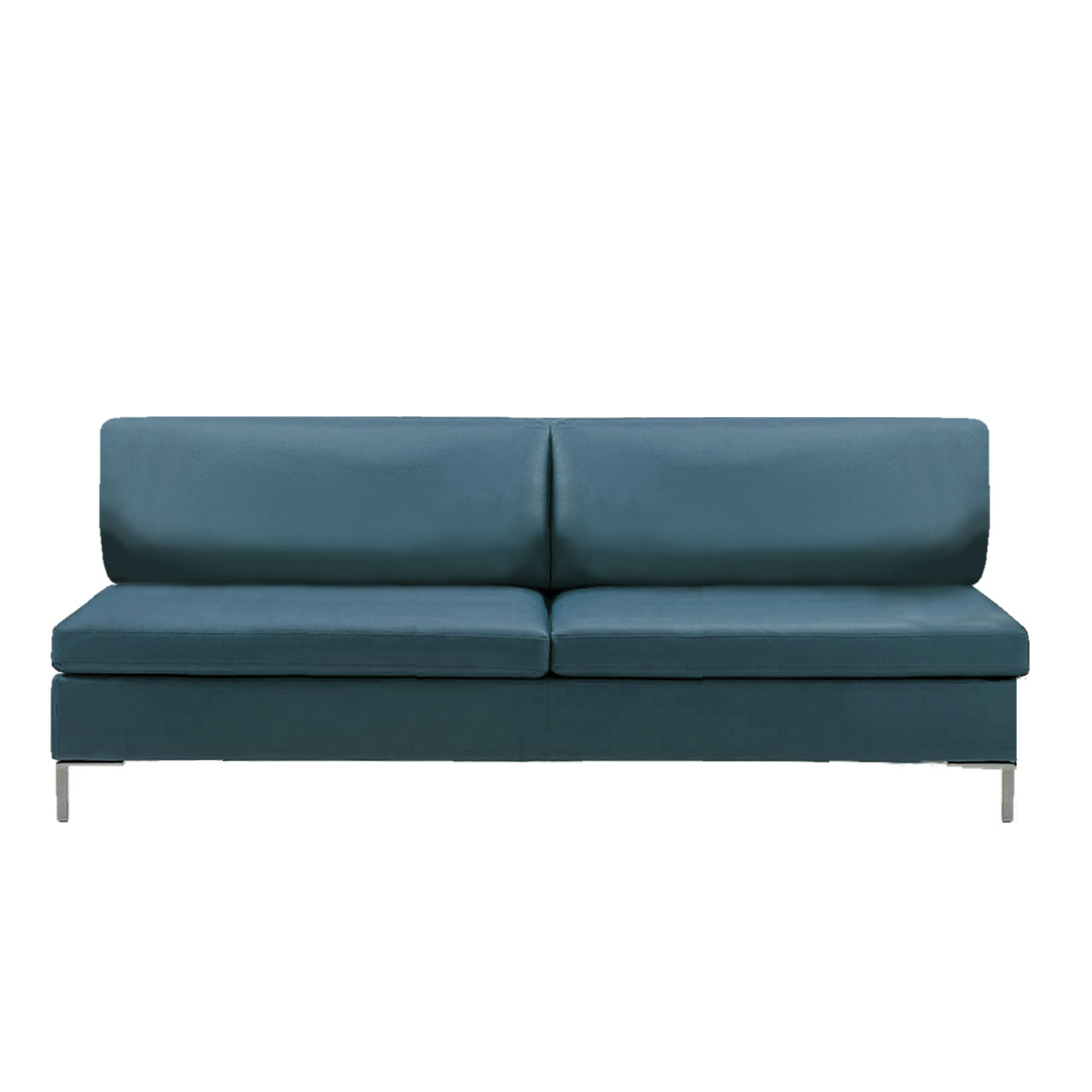Bruehl_alba_system_zwischenelement_Ze3 Zwischenelement mit zwei Sitzplätzen in blau-grünem Leder.