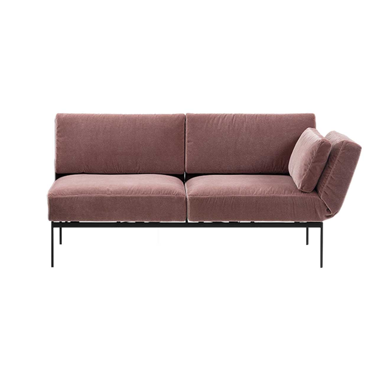 Anstellsofa brühl roro medium spring 73907 Das Anstellsofa der Serie roro medium spring mit zwei Sitzplätzen und Armlehne rechts in rosefarbenem Stoff.