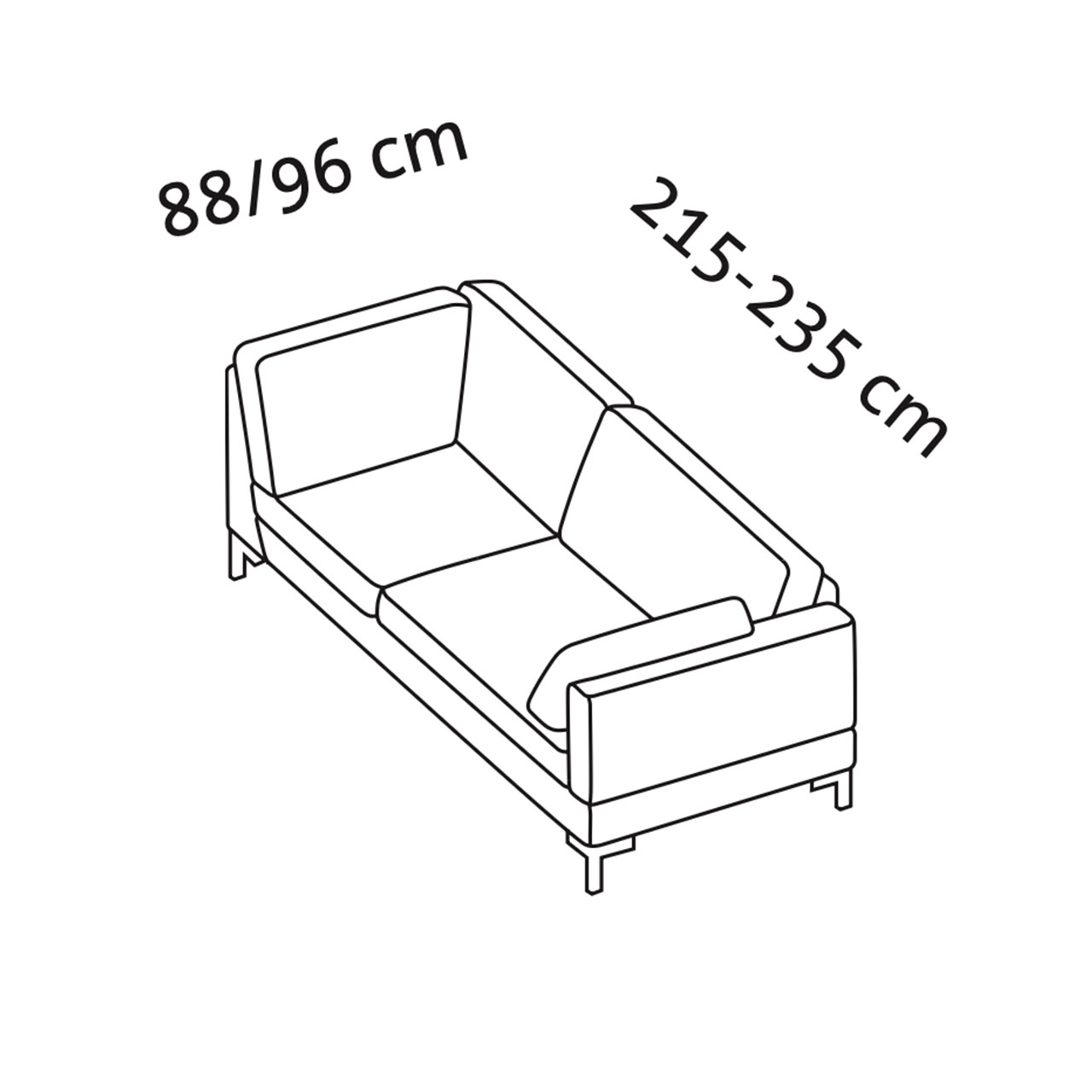 Maßzeichnung alba system Eckanbausofa C2