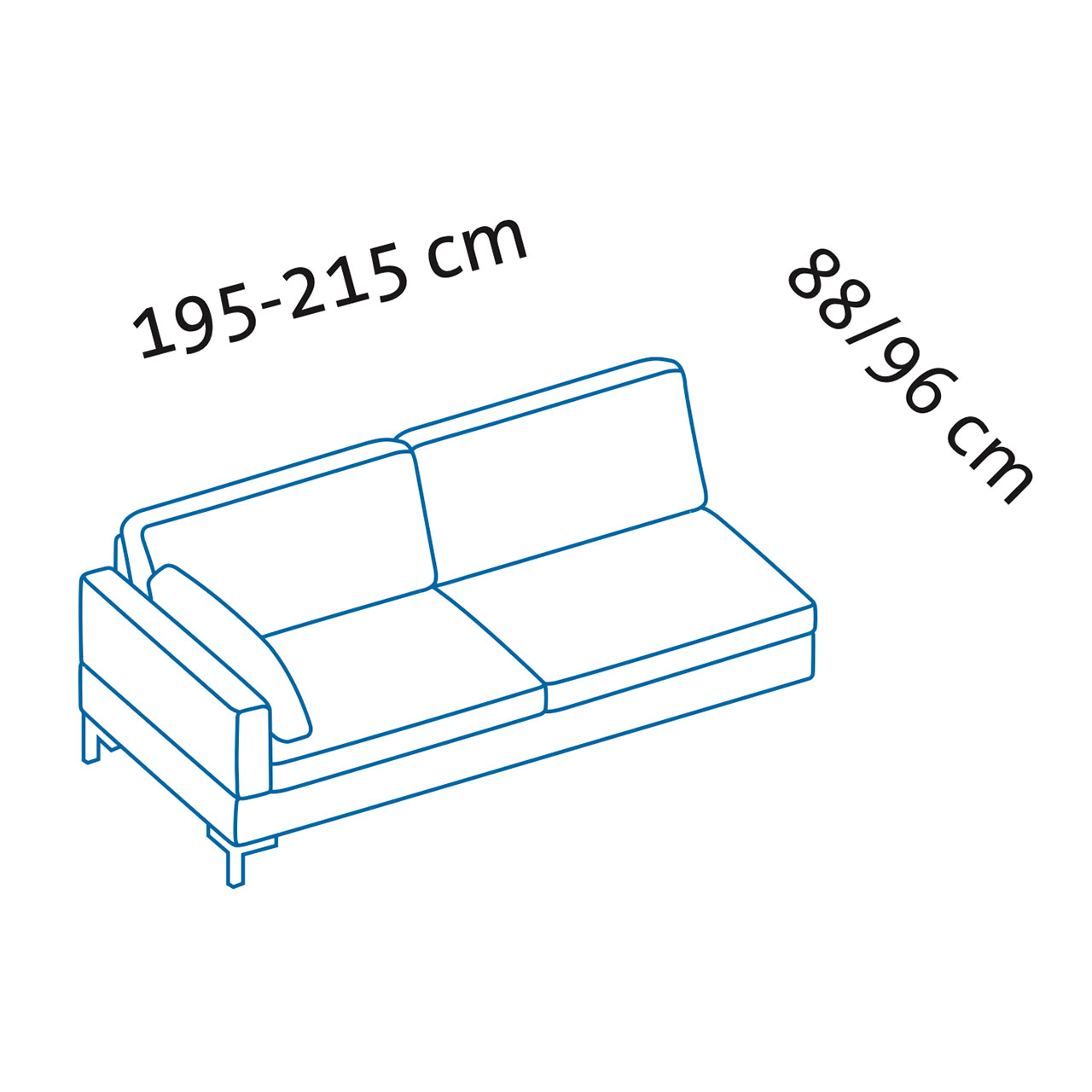 Maßzeichnung alba system Anstellsofa Y1