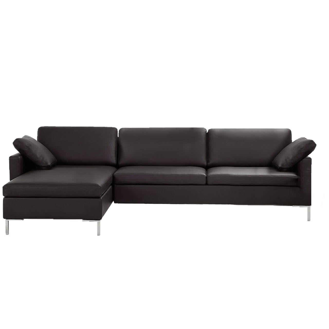 brühl alba - Garnitur A1 + X2 Schwarze Eckgarnitur in Leder mit Longchair links und Anstellsofa rechts.