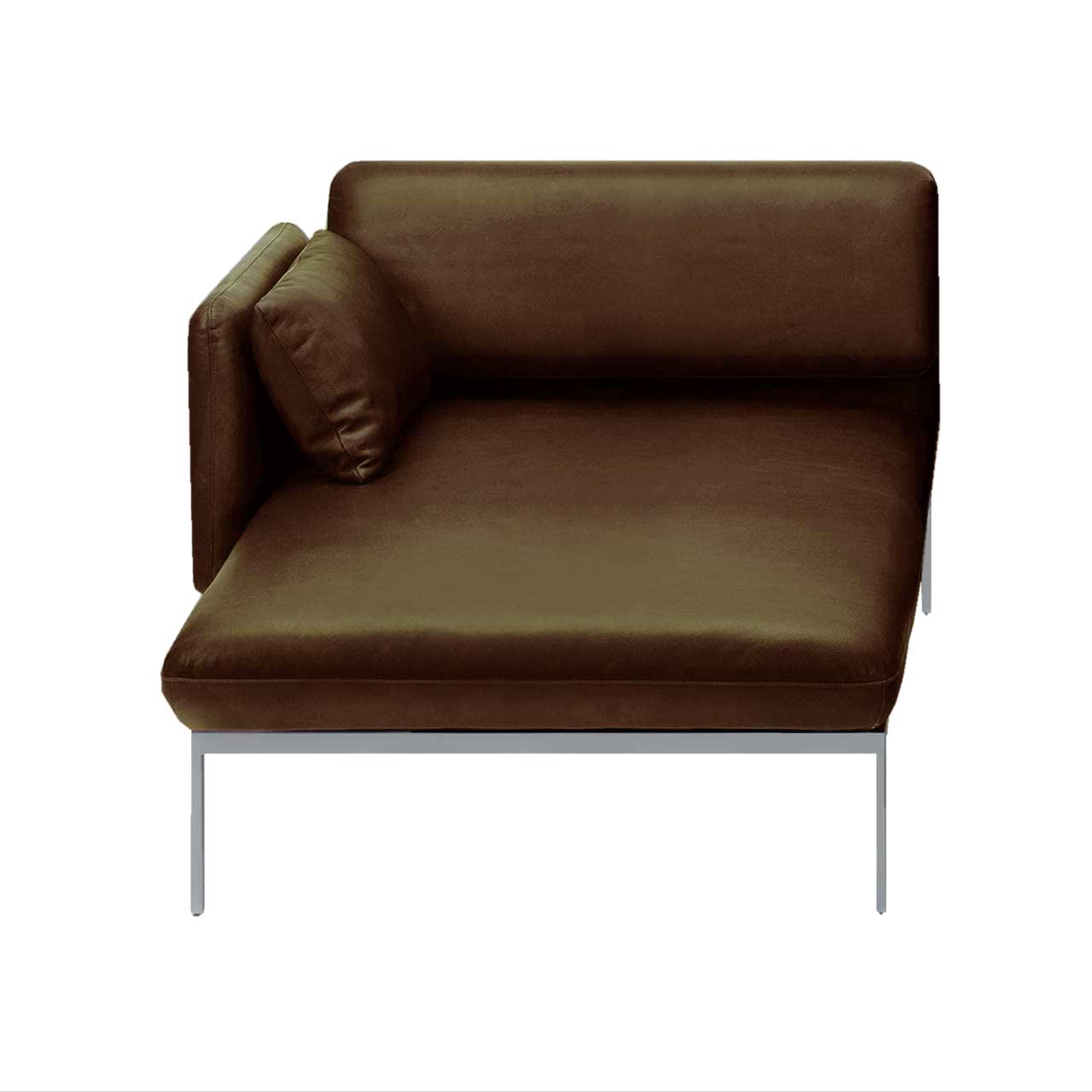 Longchair brühl roro small classic 74224 Der Longchair der Serie roro small classic mit verschiebbarer Armlehne links in braunem Leder.