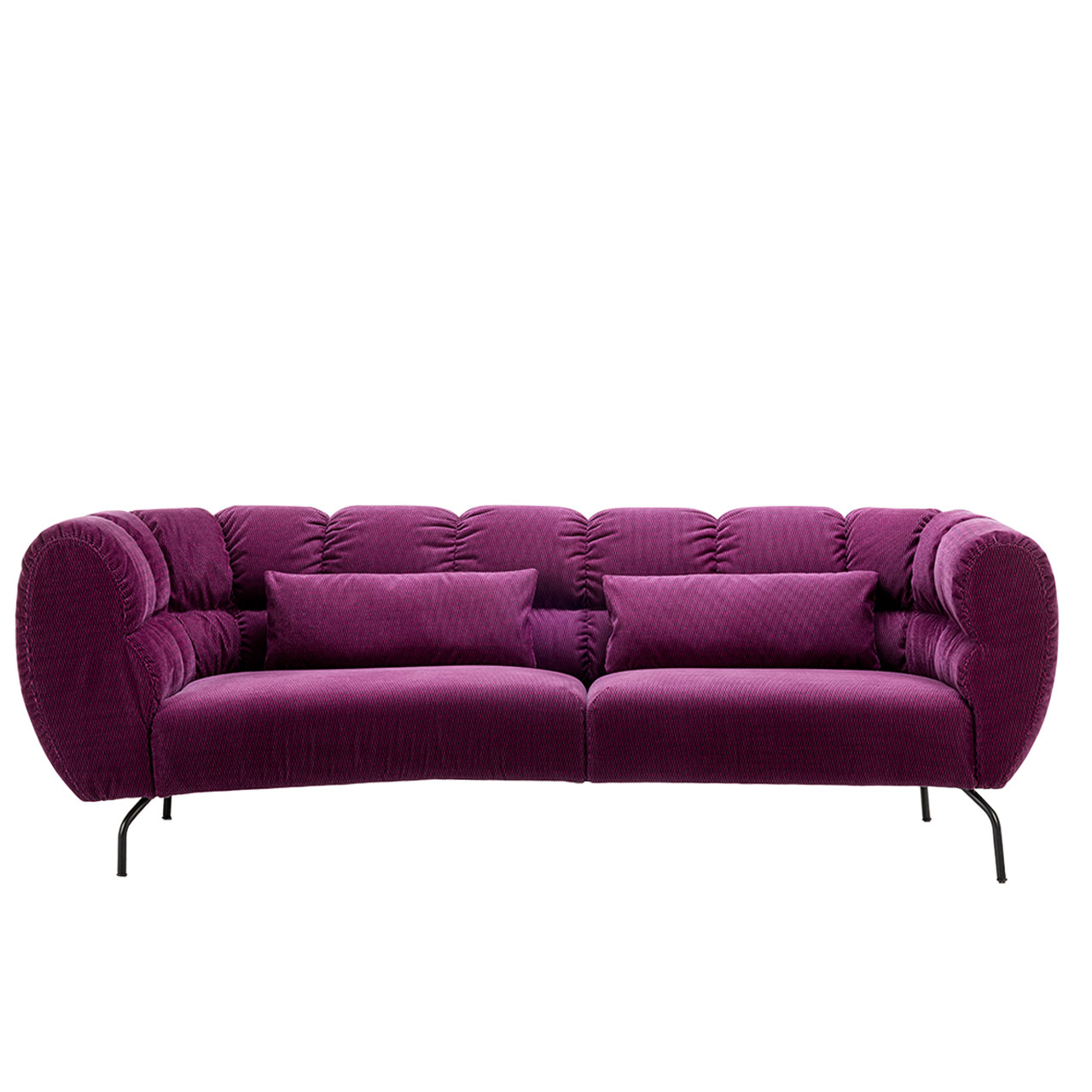 brühl magnolia - Eckanbausofa rechts 73029 Eckanbausofa der Serie brühl magnolia in brombeerfarbenem Stoff mit schwarzen Metallfüßen.