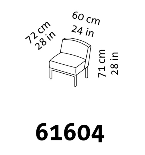 Maßzeichnung brühl add1 Sessel 61604 Maßzeichnung für den Sessel add1 von brühl ohne Armlehnen.