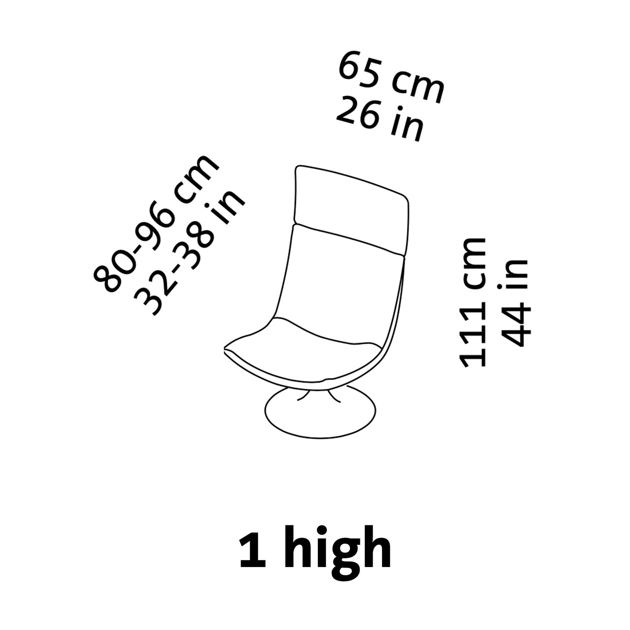 Maßzeichnung brühl gerard Sessel 59605. Maßzeichnung für den Hochlehnessel gerard 59605.
