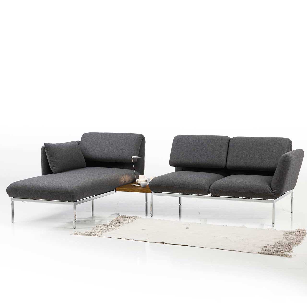 Longchair und Anstellsofa der Serie brühl roro small classic mit Einhängetisch 74291 in Eiche dunkel