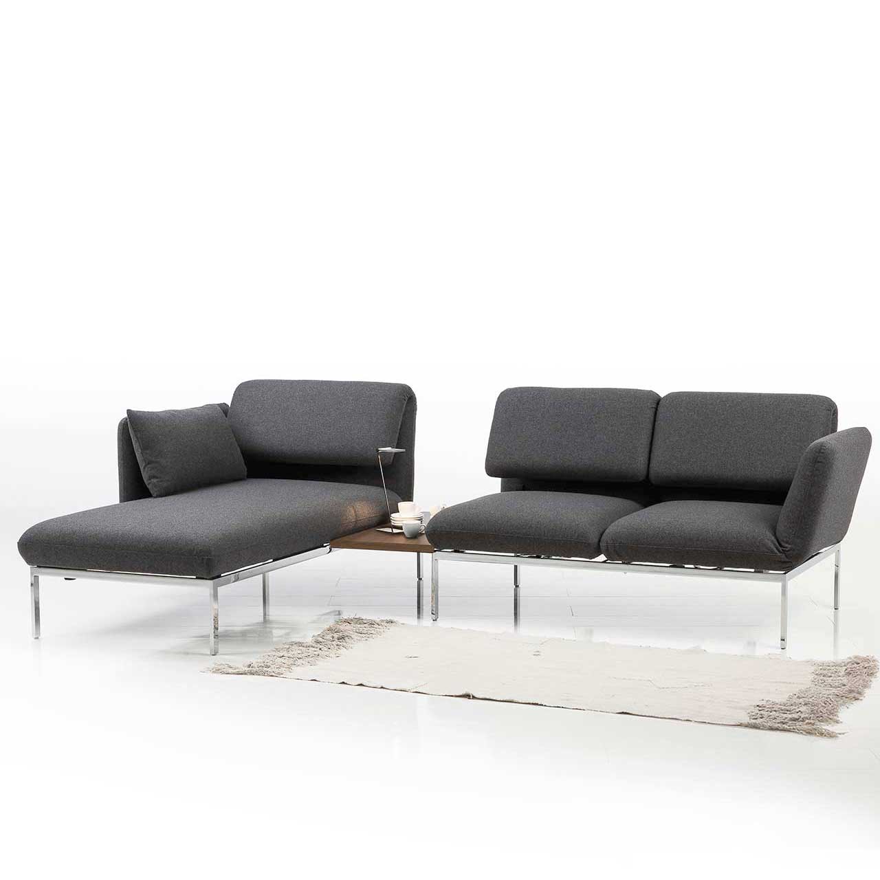 Longchair und Anstellsofa der Serie brühl roro small classic mit Einhängetisch 74291 in Nussbaum