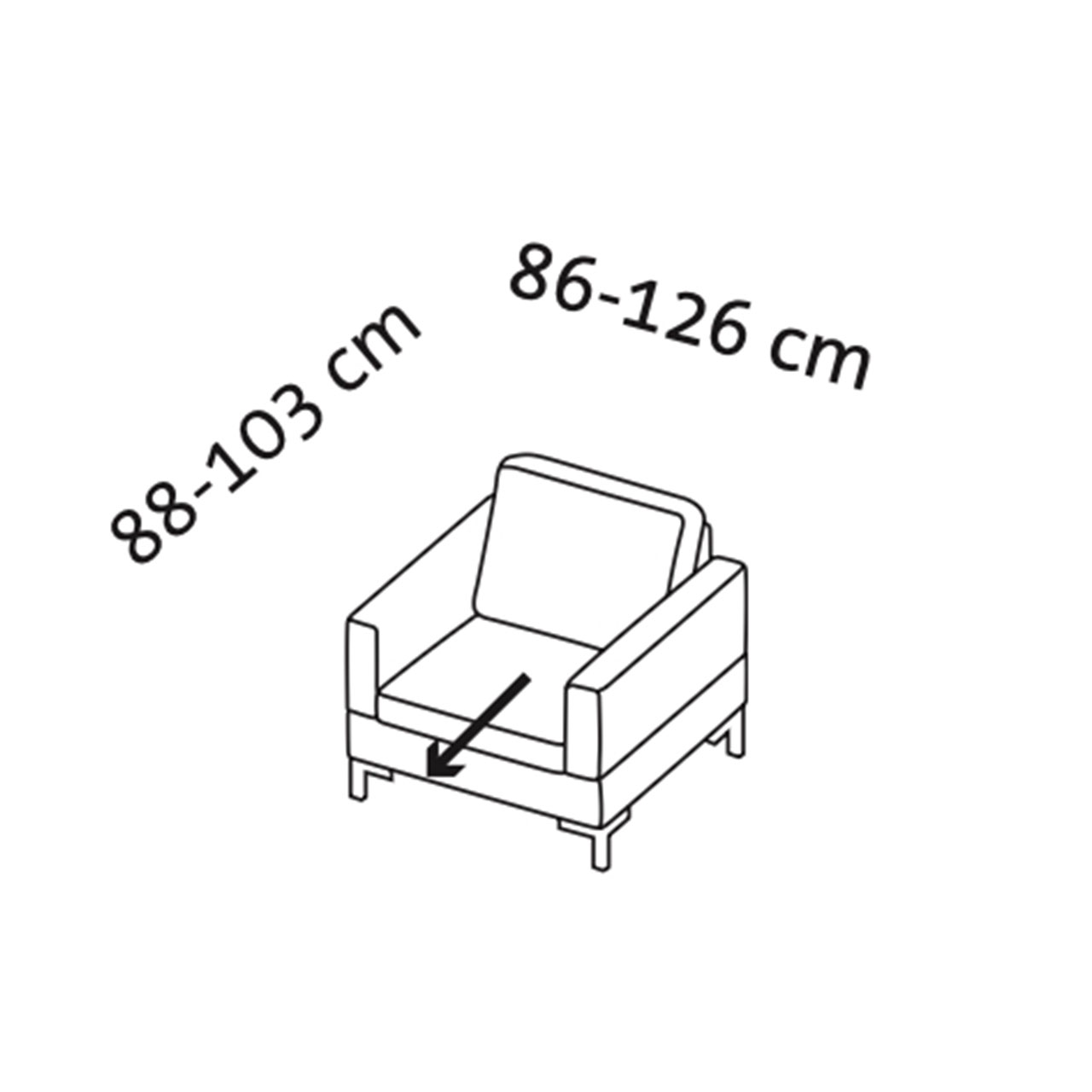 Maßzeichnung alba 55/70 67602 Maßzeichnung alba 55/70 Sessel 67602