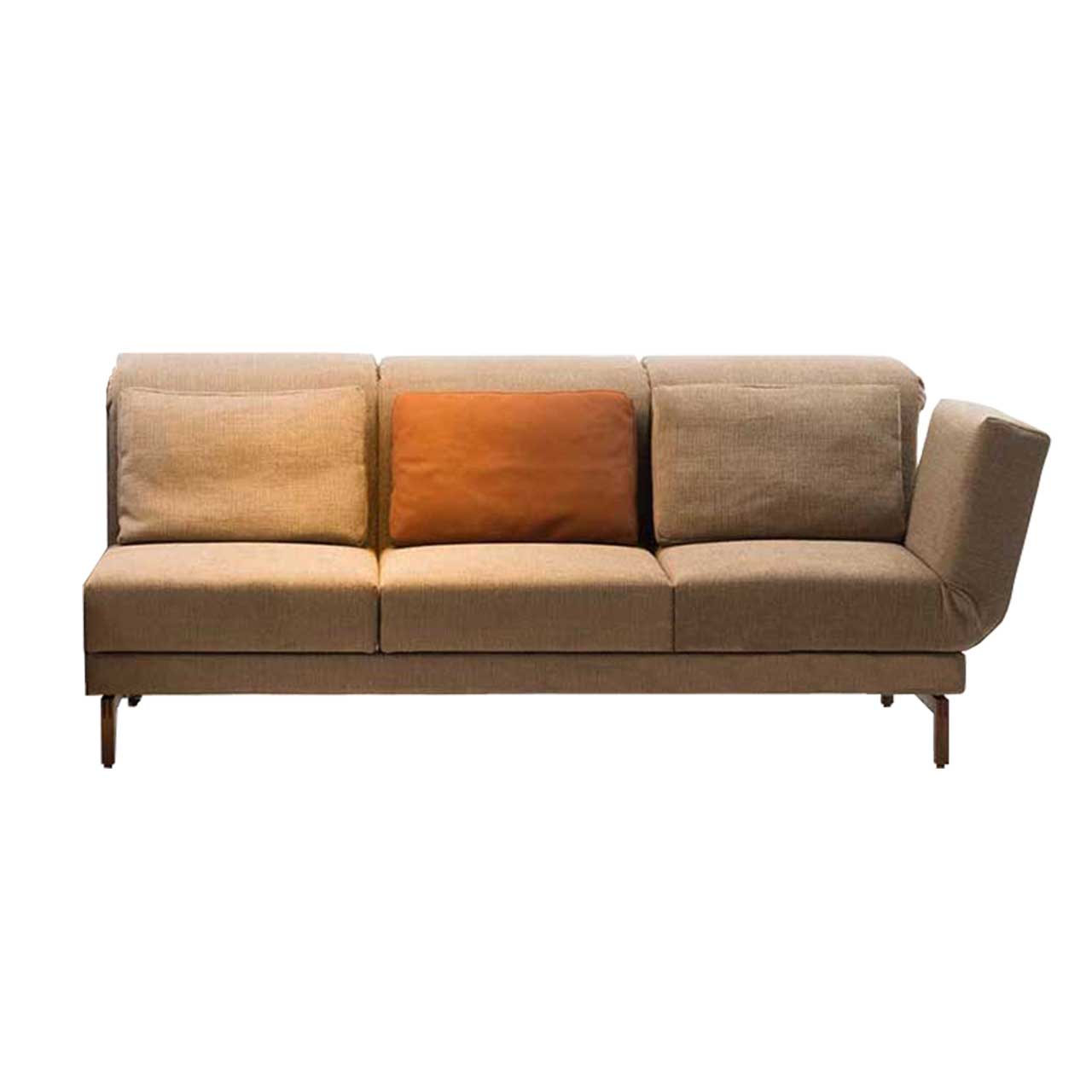 brühl moule medium - Anstellsofa 73127 3-Sitzer Drehsitz rechts Anstellsessel mit 3 Sitzen in hellbraunem Stoff mit Armlehne rechts.