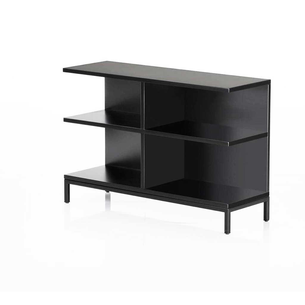 brühl easy pieces 62092 Schwarz gebeiztes Regal mit 2mal zwei Fächern mit schwarzem Untergestell.