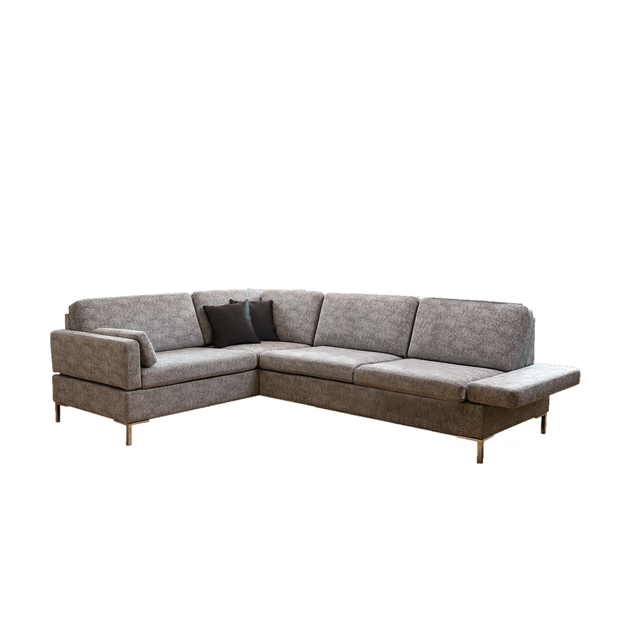 Bruehl_alba_system_garnitur_d1_klein1_rechts Braune Eckgarnitur mit Anstellsofa rechts und Eckanbausofa links.