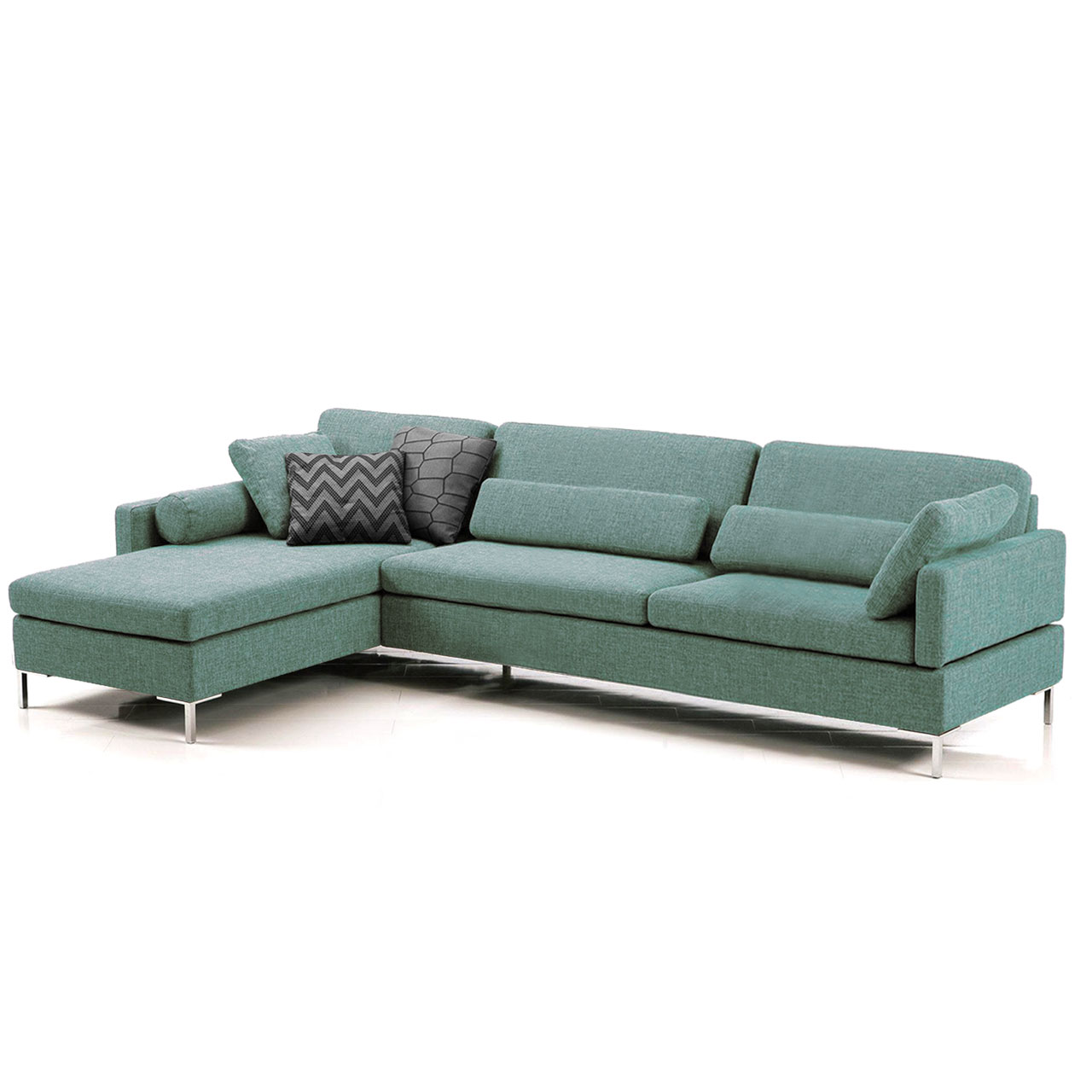 brühl alba - Garnitur A1 + Y2 Türkise Eckgarnitur mit Longchair links und Anstellsofa rechts.