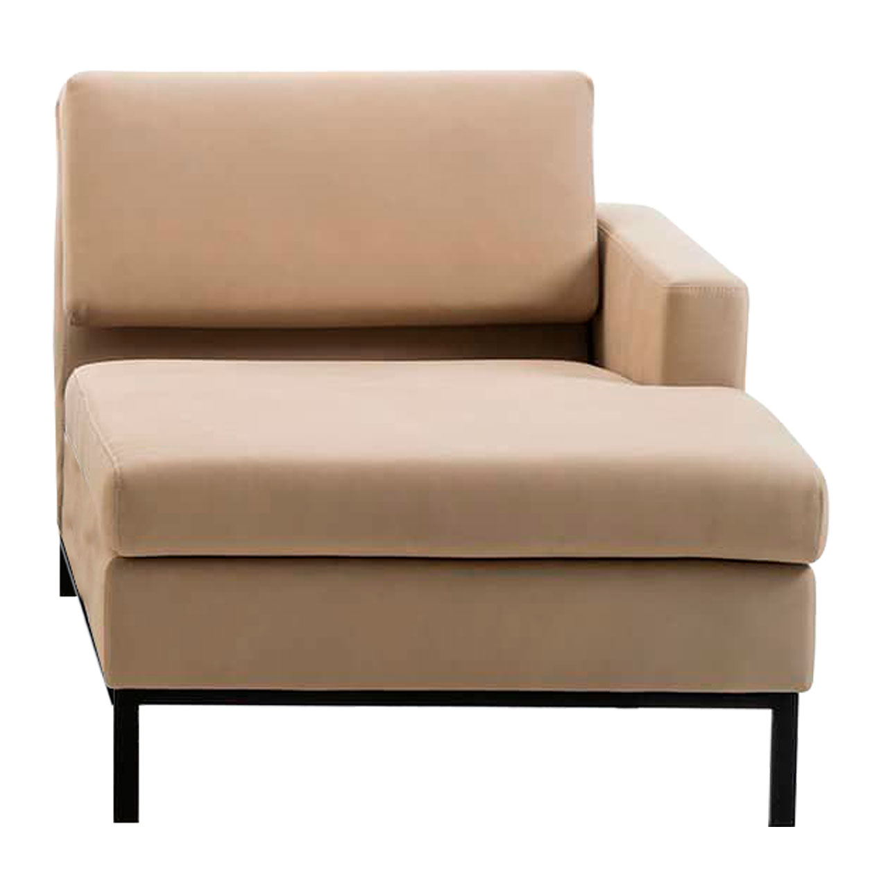 brühl tomo - Longchair small Longchair in beigem Leder mit Armlehne links.