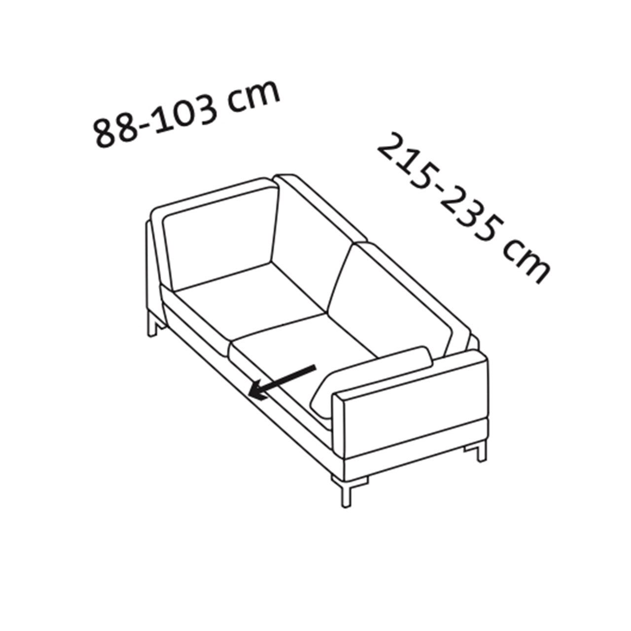 Maßzeichnung alba Eckanbausofa C2