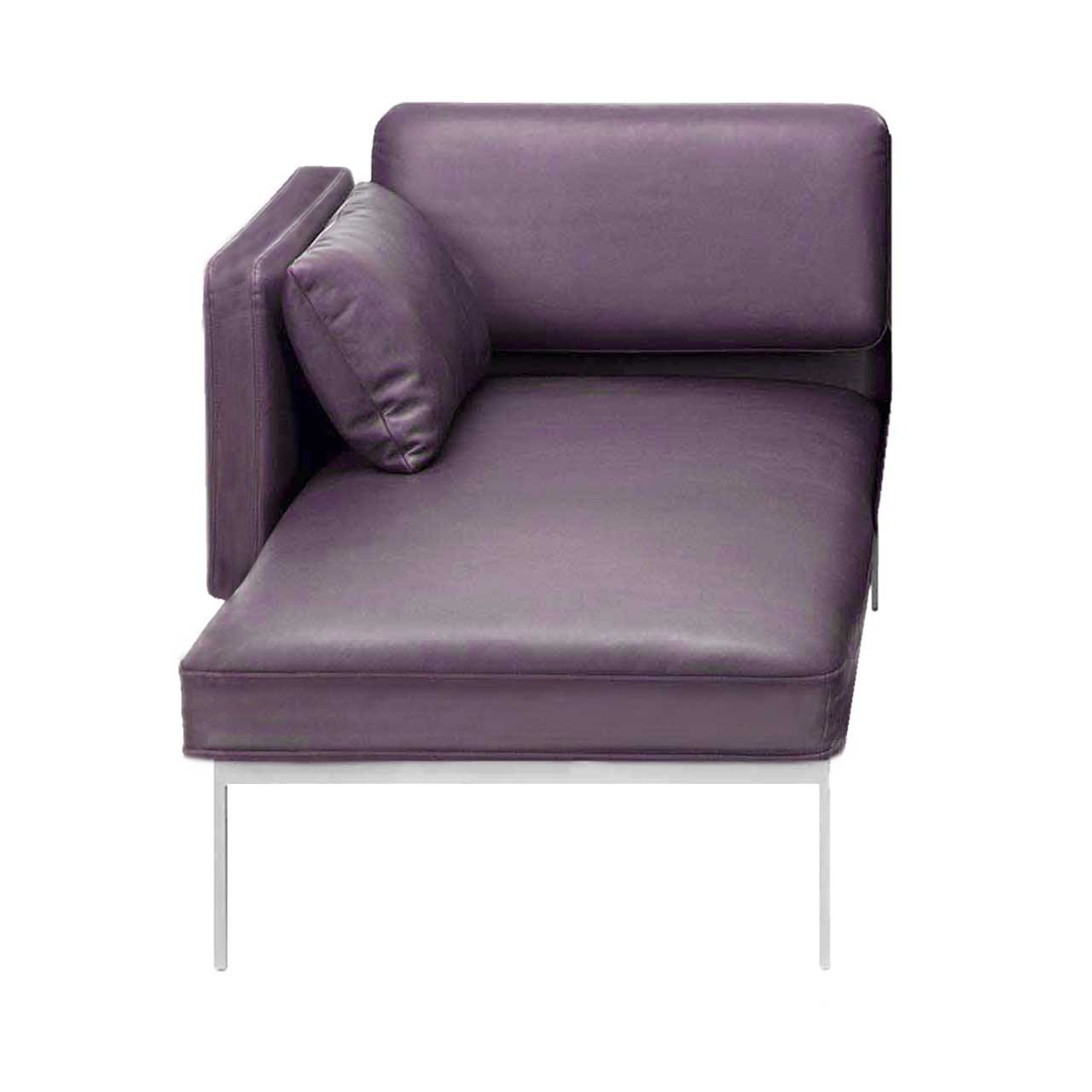 Longchair brühl roro medium spring 73922 Longchair in violettem Leder mit Armlehne links der Serie roro medium spring.