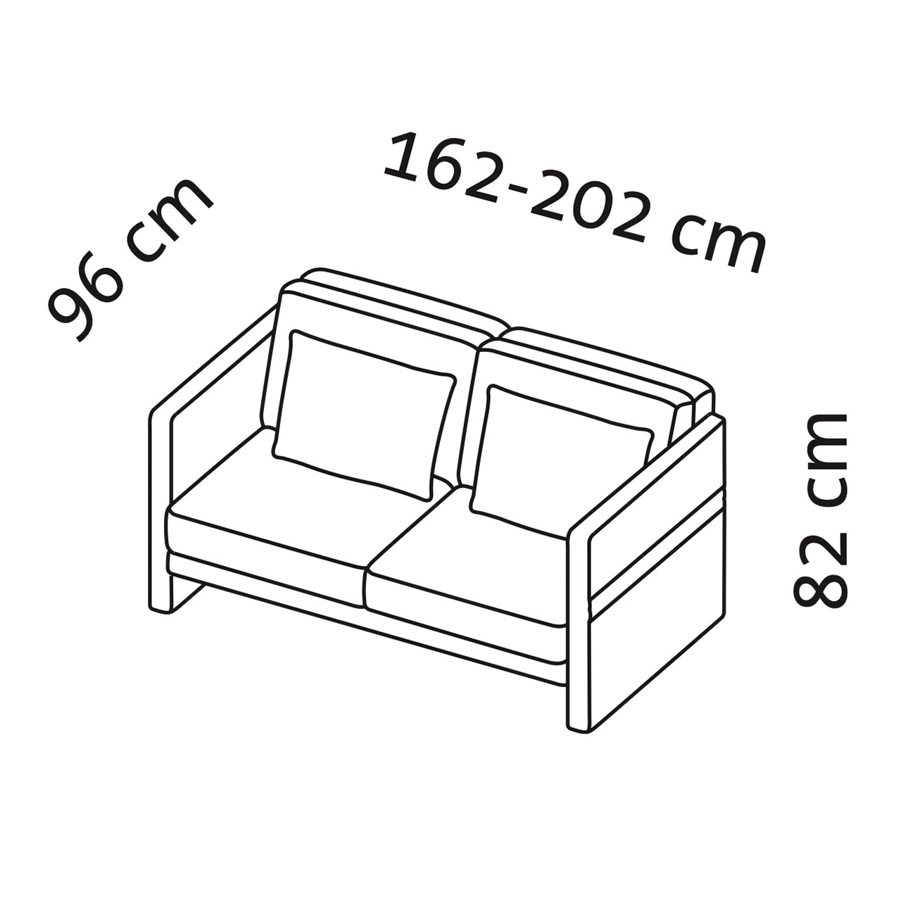 Maßzeichnung für das Gästebett cara 48415.
