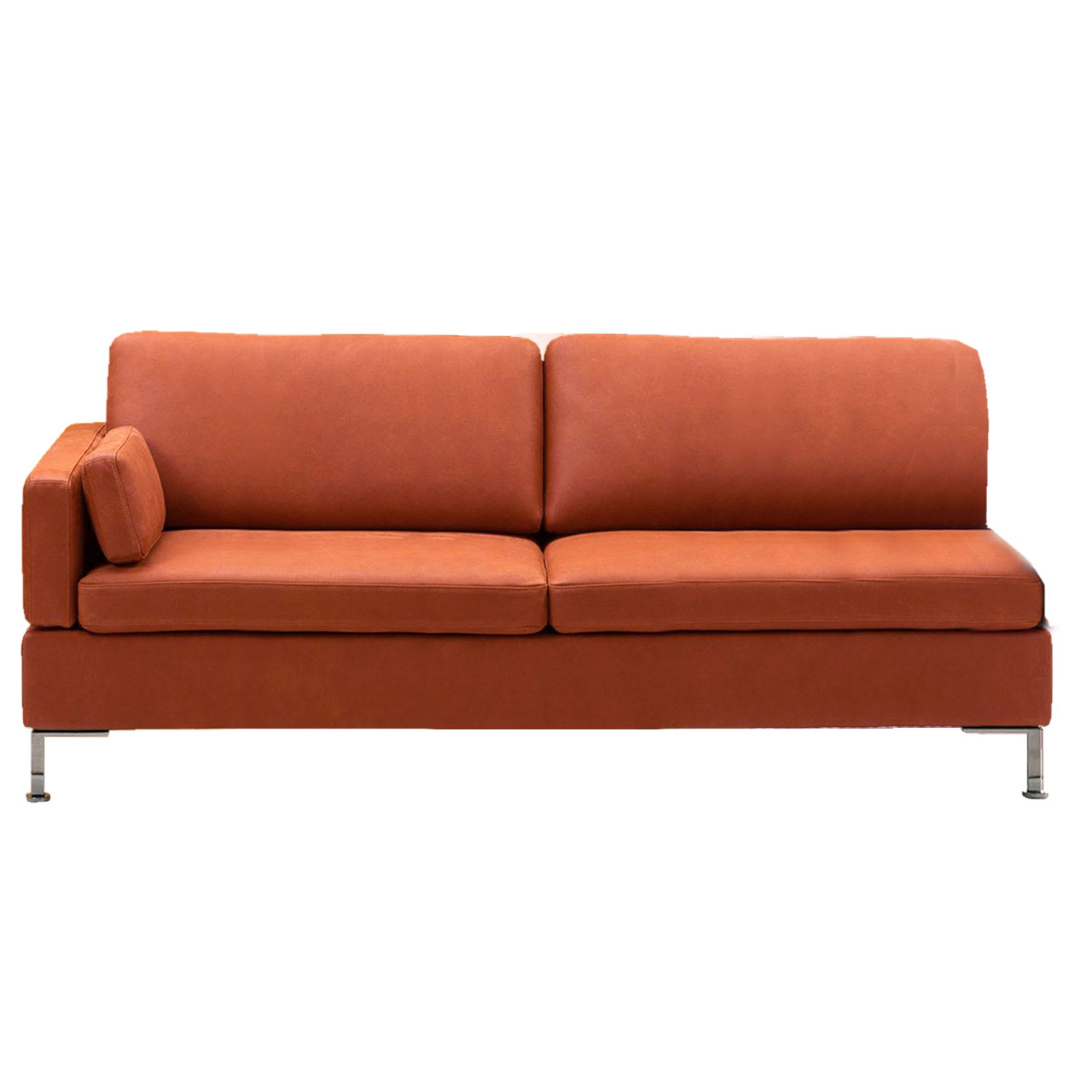 Bruehl_alba_X1-Anstellsofa Anstellsofa in orang-rotem Leder.