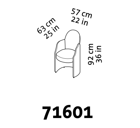Maßzeichnung brühl armand Sessel 71601. Maßzeichnung für den Sessel armand 71601.