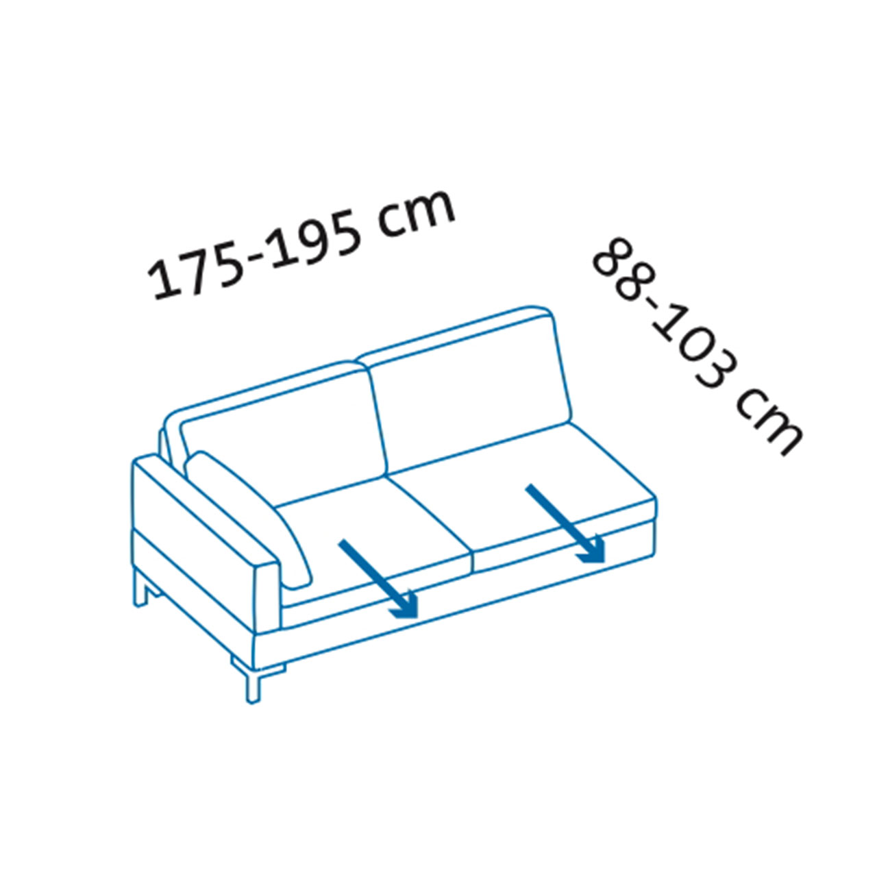 Maßzeichnung alba Anstellsofa X1