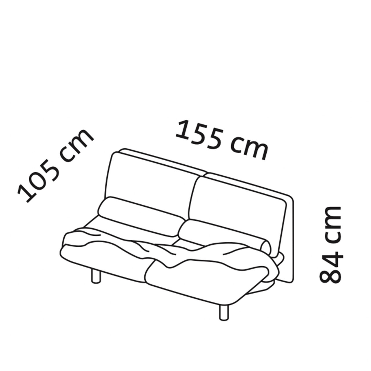 Maßzeichnung brühl quint Schlafsofa abziehbar 31617. Maßzeichnung für das Sofabett quint 31617.