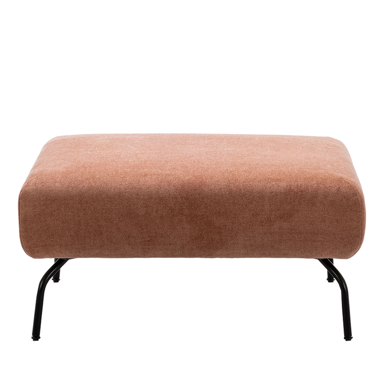 brühl magnolia - Wohnzimmer Bank klein 73063 Hocker der Serie brühl magnolia mit schwarzen Metallfüßen und einer rechteckigen Sitzfläche mit rotbraunem Stoff bezogen.