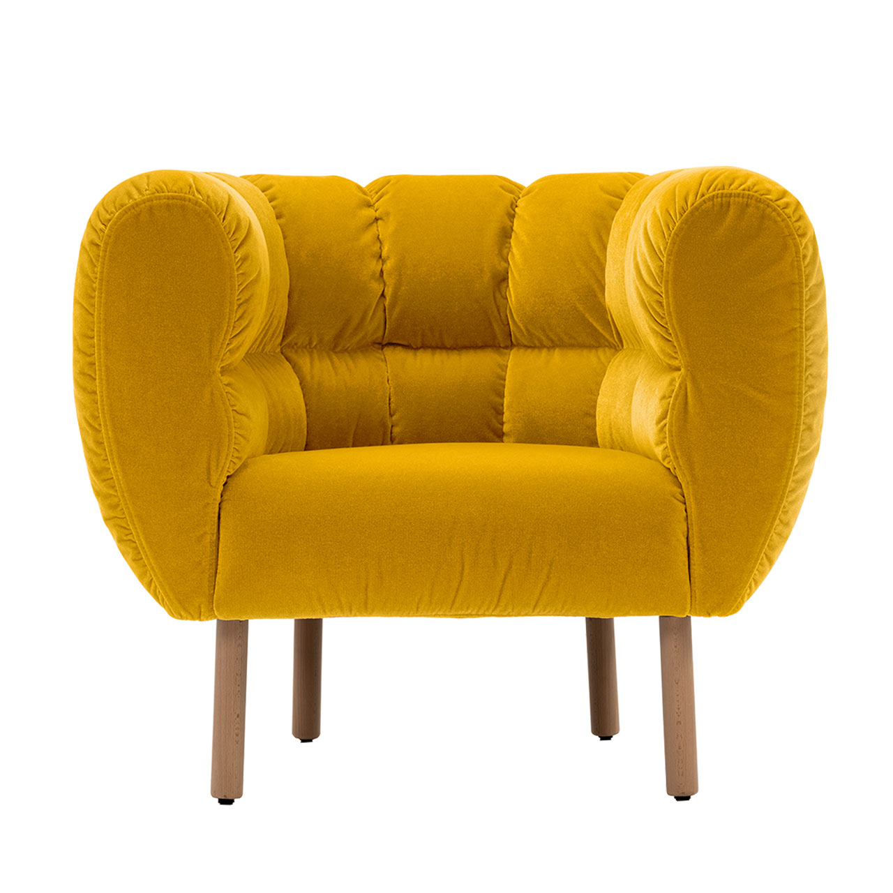 brühl magnolia - Sessel 73001 Sessel der Serie brühl magnolia mit gelbem Stoff bezogen und Füßen in hellem Holz.