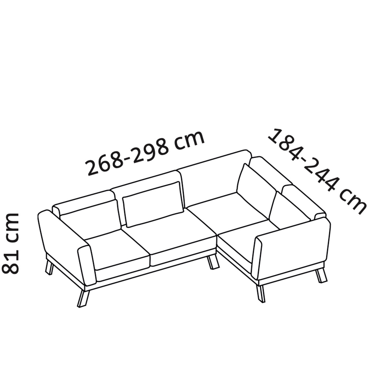 Maßzeichnung brühl lofoten lounge 73421 + 73408 Maßzeichnung brühl lofoten lounge Eckgarnitur
