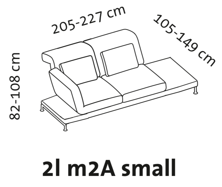 Maßzeichnung brühl moule small 73228 Maßzeichnung brühl moule small Anstellsofa 2-Sitzer Armlehne links mit Ablage